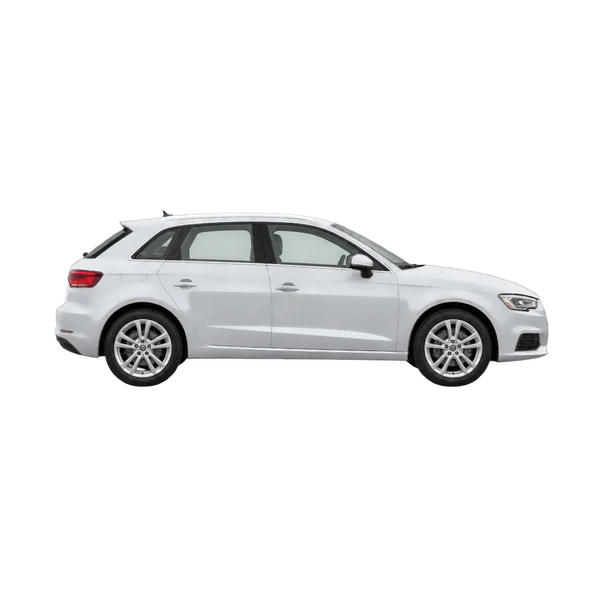 Audi A3 Sportback 2015 en plateado, vista lateral (hacia la derecha)