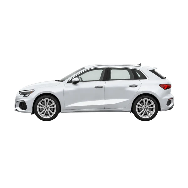 Audi A3 Sportback 2020 en plateado, vista lateral (mirando a la izquierda)