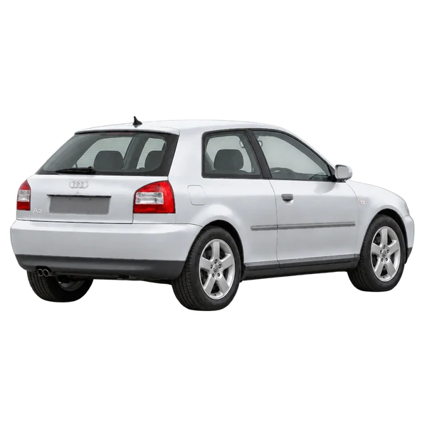 Audi A3 2001 argent, vue trois-quarts arrière (tourné vers la droite)
