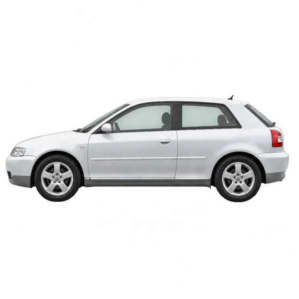 Audi A3 2001 argent, vue côté (vers la gauche)