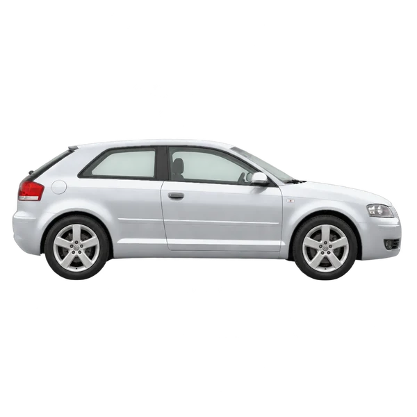 Audi A3 2005 argent, vue profil (tourné vers la droite)
