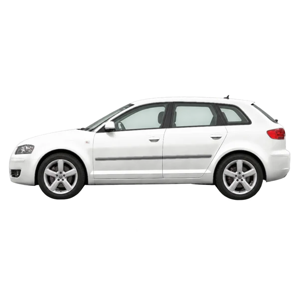Audi A3 2008 en blanco, vista lateral (mirando a la izquierda)