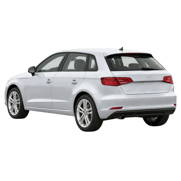 Audi A3 2014 argent, vue trois-quarts arrière (orienté vers la gauche)