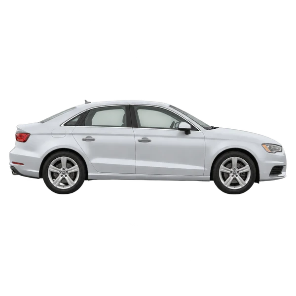 Audi A3 2015 argent, vue profil (tourné vers la droite)