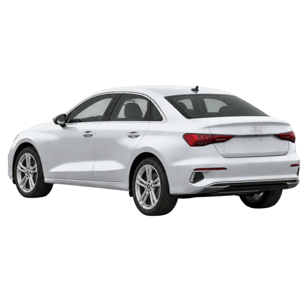 Audi A3 2021 argent, vue trois-quarts arrière (orienté vers la gauche)