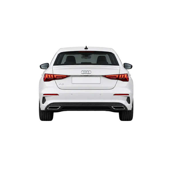 Audi A3 2021 باللون أبيض، منظر من الخلف