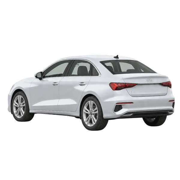 Audi A3 2022 argent, vue trois-quarts arrière (orienté vers la gauche)