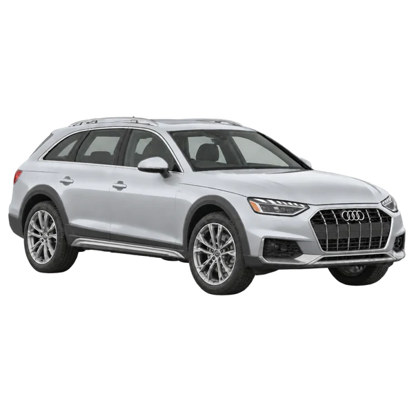 Audi A4 allroad 2020 باللون فضي، منظر زاوية ثلاثة أرباع أمامية (باتجاه اليمين)