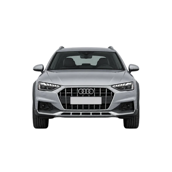 Audi A4 allroad 2026 باللون فضي، منظر أمامي
