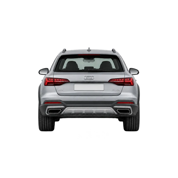 Audi A4 allroad 2026 باللون فضي، منظر من الخلف
