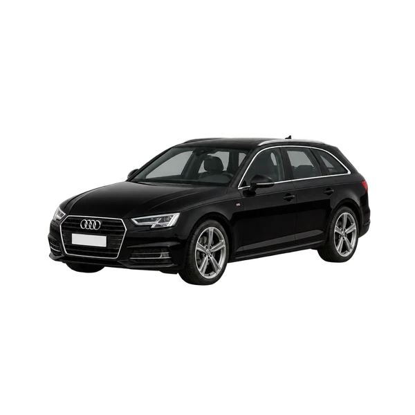 Audi A4 Avant 2016 preto, vista dianteira em três quartos (voltada para a esquerda)