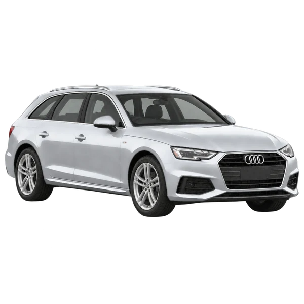 Audi A4 Avant 2020 باللون فضي، منظر زاوية ثلاثة أرباع أمامية (باتجاه اليمين)