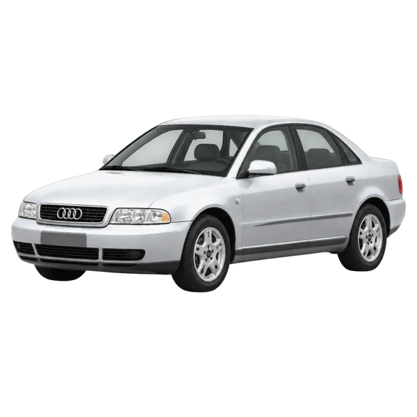 1997 AUDI A4 — Front three-quarter (facing left), silver