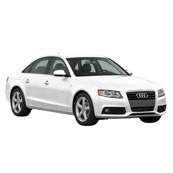 Audi A4 2013 باللون أبيض، منظر منظر أمامي بزاوية ثلاثة أرباع (متجه لليسار)