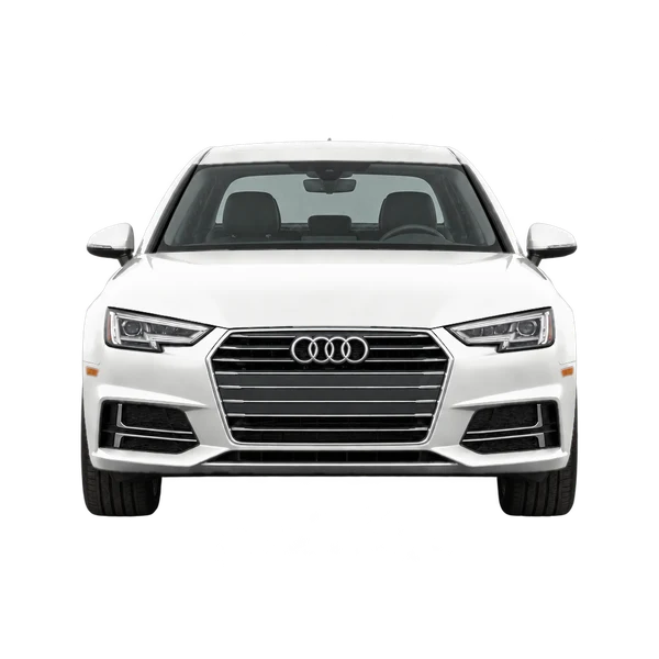 Audi A4 2018 باللون أبيض، منظر أمامي