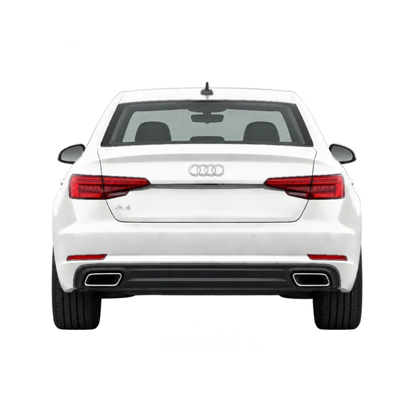 Audi A4 2018 باللون أبيض، منظر من الخلف