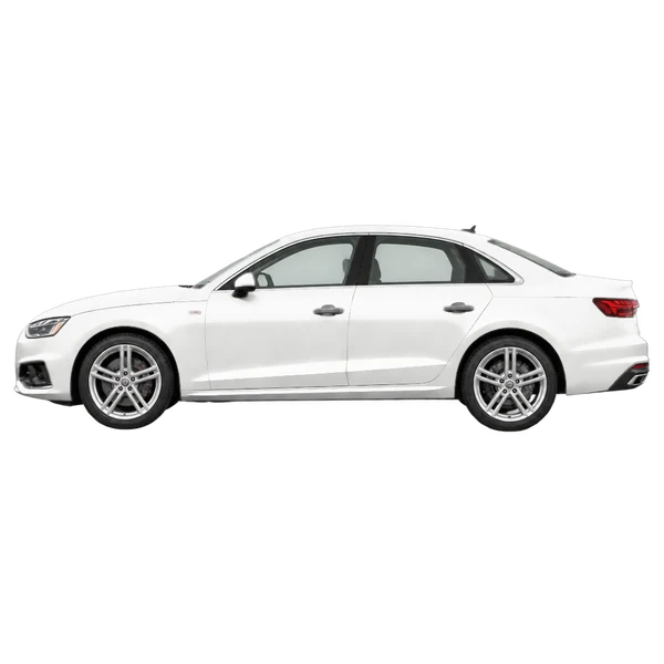 Audi A4 2022 en blanco, vista lateral (mirando a la izquierda)