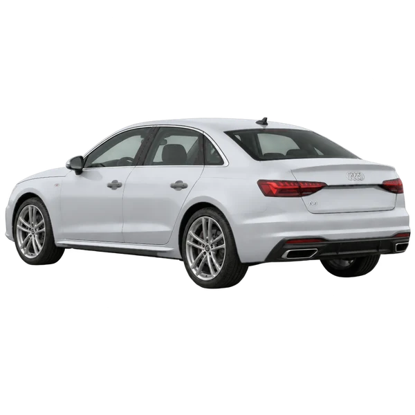 Audi A4 2026 argent, vue trois-quarts arrière (orienté vers la gauche)