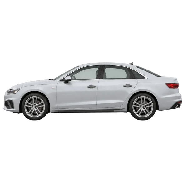 Audi A4 2026 argent, vue côté (vers la gauche)