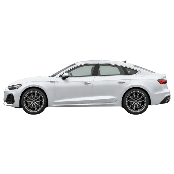 Audi A5 Limousine 2025 باللون فضي، منظر جانبي (متجه إلى اليسار)