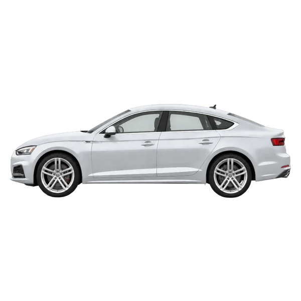 Audi A5 Sportback 2017 باللون فضي، منظر جانبي (متجه إلى اليسار)