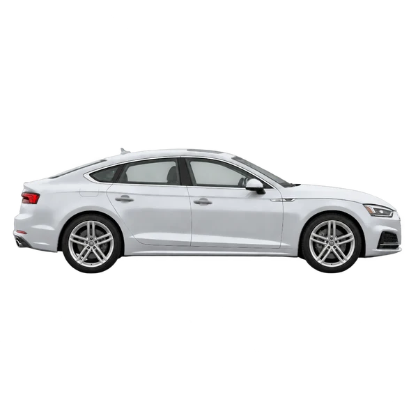 Audi A5 Sportback 2017 باللون فضي، منظر منظر جانبي (باتجاه اليمين)