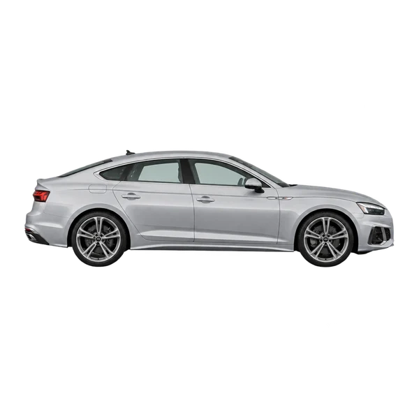 Audi A5 Sportback 2022 باللون فضي، منظر منظر جانبي (باتجاه اليمين)