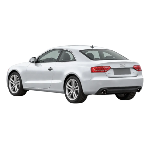 Audi A5 2015 باللون فضي، منظر ثلاثة أرباع خلفي (باتجاه اليسار)