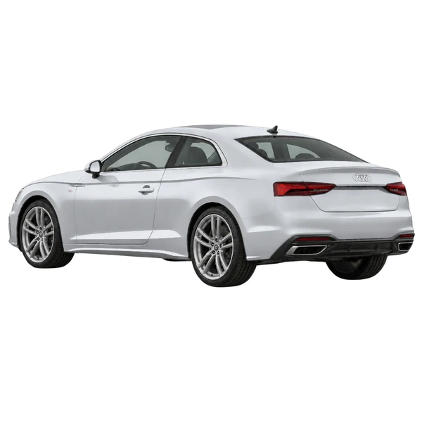 Audi A5 2022 prata, vista três quartos traseira (voltada para a esquerda)