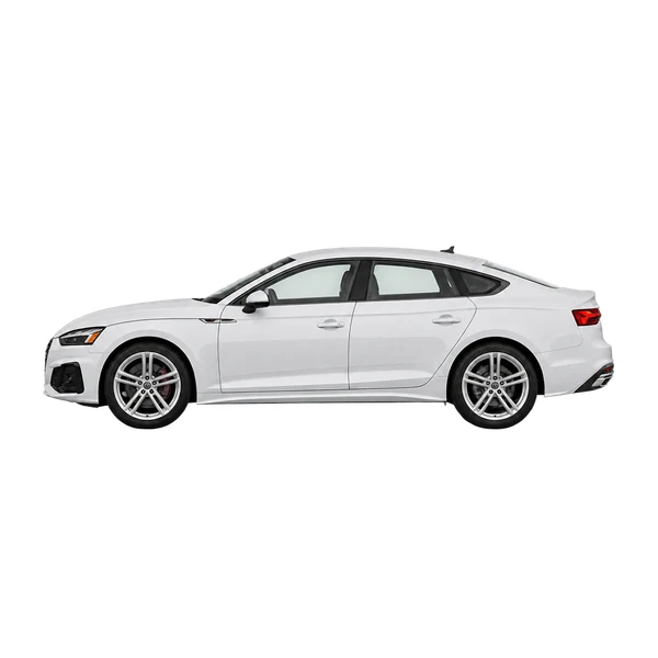 Audi A5 2022 branco, vista lateral (voltada para a esquerda)
