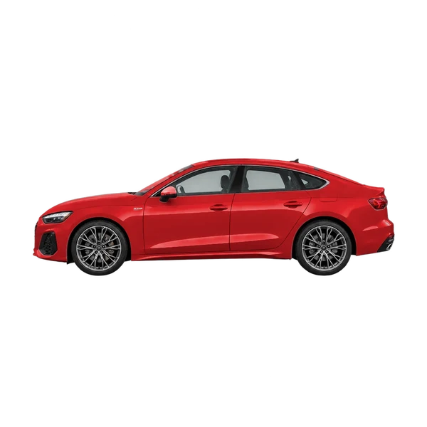 Audi A5 2026 rouge, vue côté (vers la gauche)