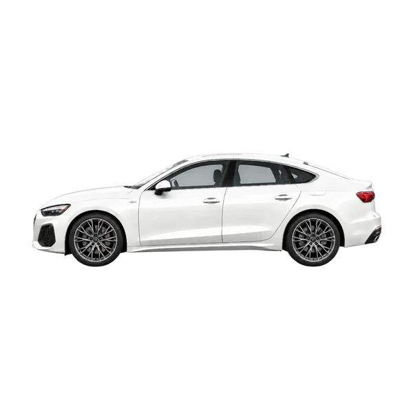 Audi A5 2026 blanc, vue côté (vers la gauche)