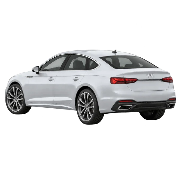 シルバーの2027 Audi A5(リア斜め(左向き)ビュー)