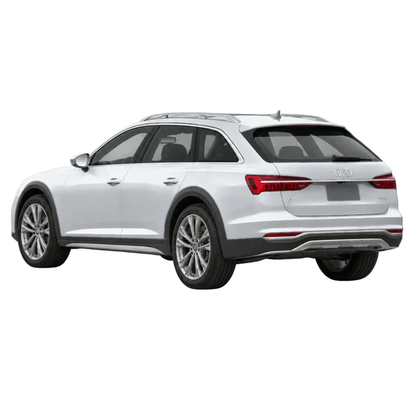 Audi A6 allroad 2021 باللون فضي، منظر ثلاثة أرباع خلفي (باتجاه اليسار)