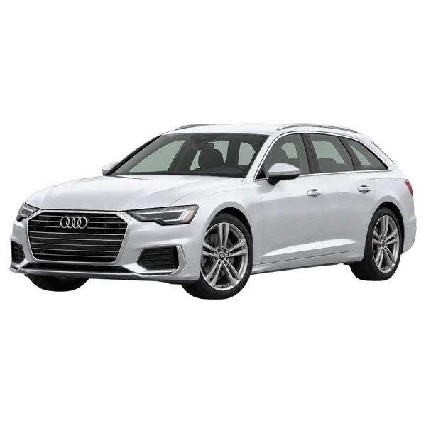 2021 Audi A6 Avant in Silber, Ansicht: Dreiviertelansicht vorne (nach links gerichtet)