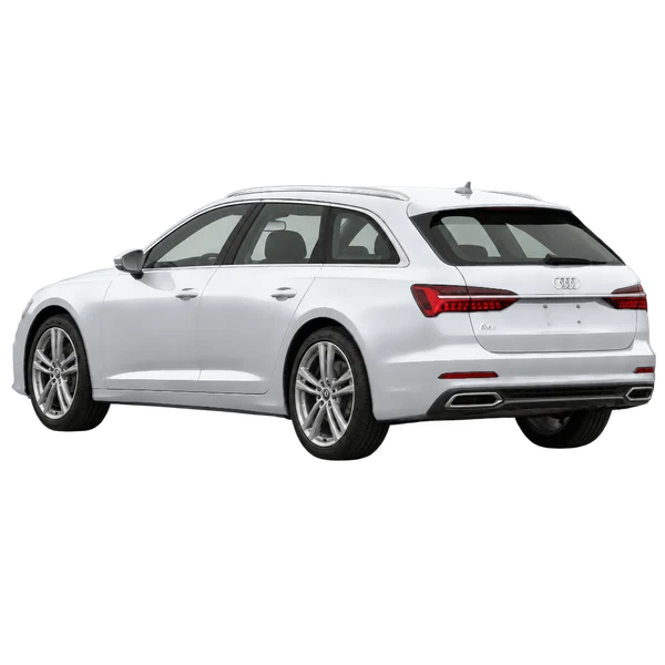 2021 Audi A6 Avant in Silber, Ansicht: Dreiviertelansicht von hinten (nach links gerichtet)