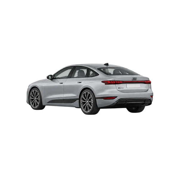 Audi A6 e-tron 2025 prata, vista três quartos traseira (voltada para a esquerda)