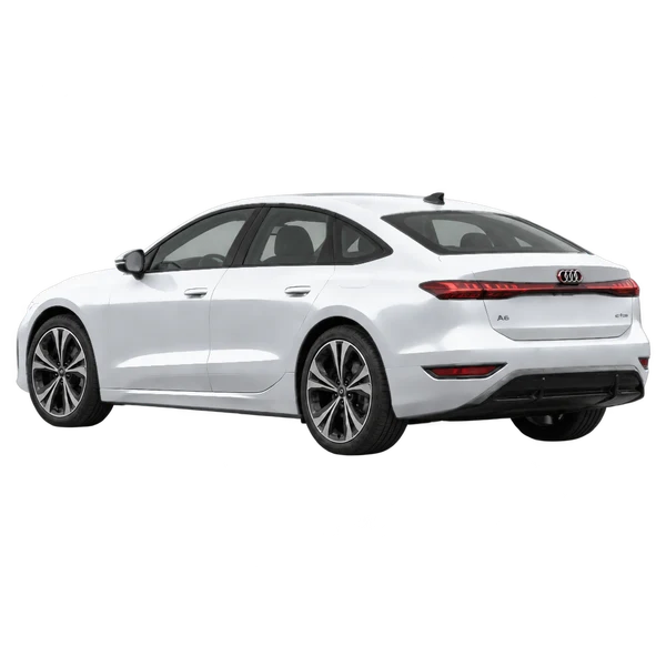Audi A6 e-tron 2027 prata, vista três quartos traseira (voltada para a esquerda)