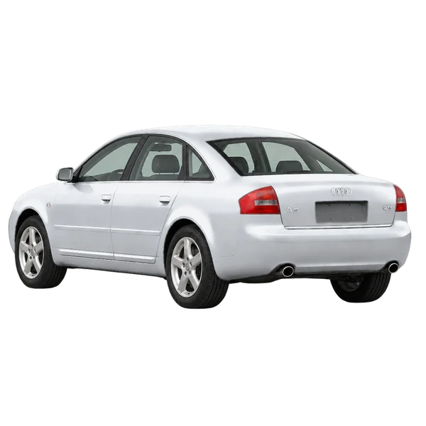 Audi A6 2001 argent, vue trois-quarts arrière (orienté vers la gauche)