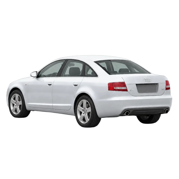 silver 2005 Audi A6 rear three-quarter (facing left) view