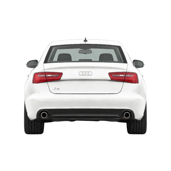 Audi A6 2014 باللون أبيض، منظر من الخلف