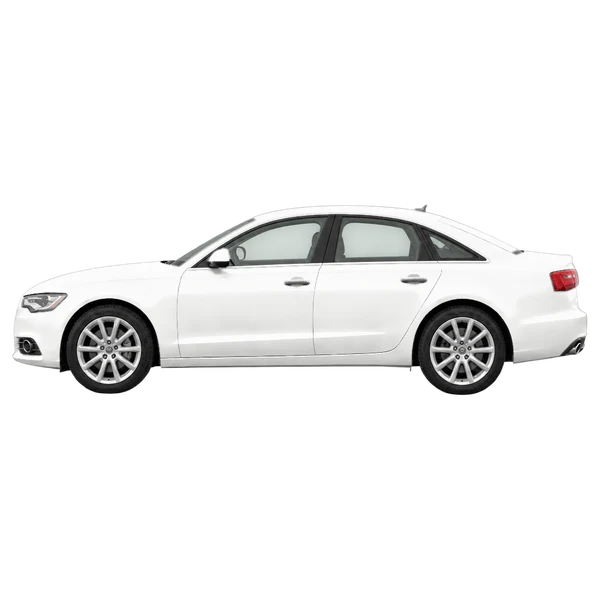 Audi A6 2015 باللون أبيض، منظر جانبي (متجه إلى اليسار)