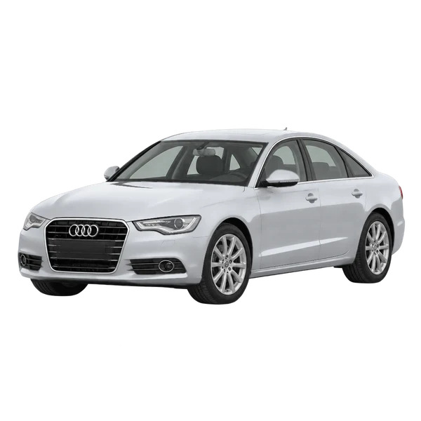 Audi A6 2016 prata, vista dianteira em três quartos (voltada para a esquerda)