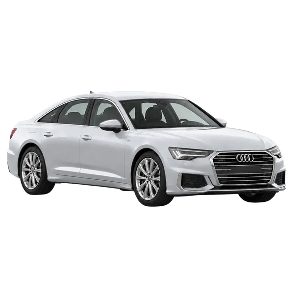 2024 Audi A6 in Silber, Ansicht: Dreiviertelansicht vorne (nach rechts)