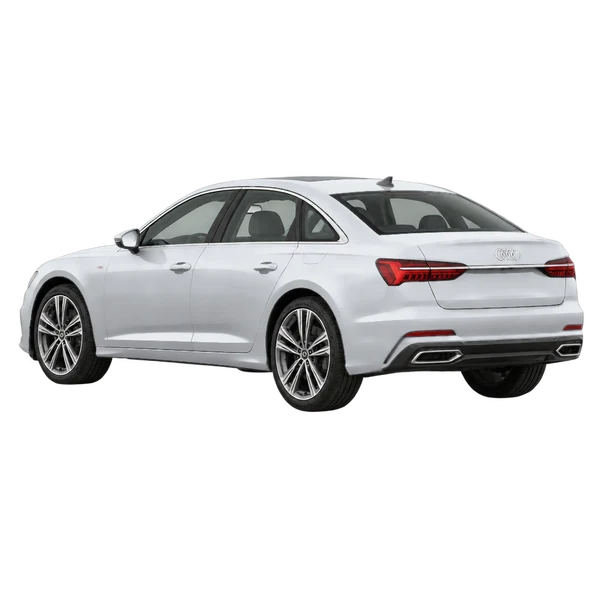 silver 2025 Audi A6 rear three-quarter (facing left) view