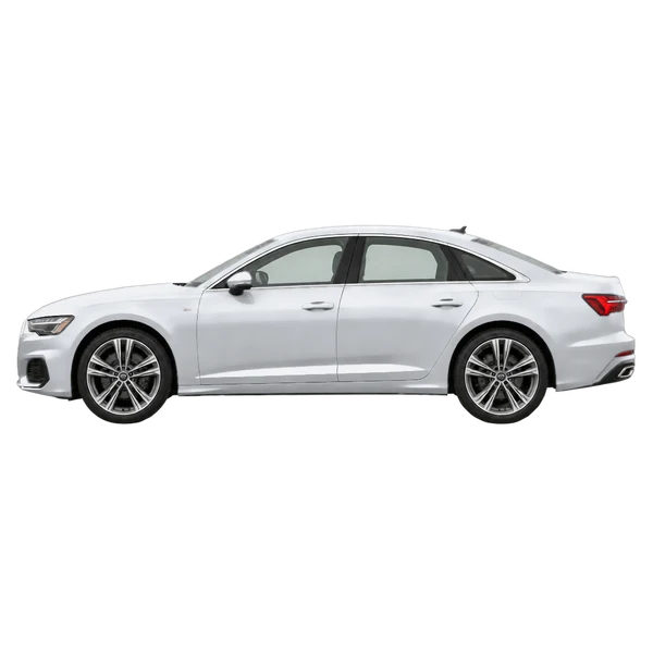 silver 2025 Audi A6 side (facing left) view