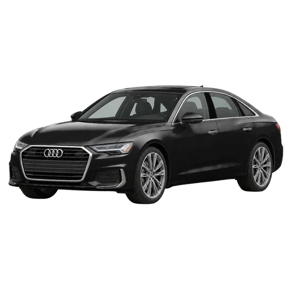 Audi A6 2026 noir, vue trois-quarts avant (orienté vers la gauche)