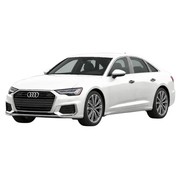 Audi A6 2026 blanc, vue trois-quarts avant (orienté vers la gauche)