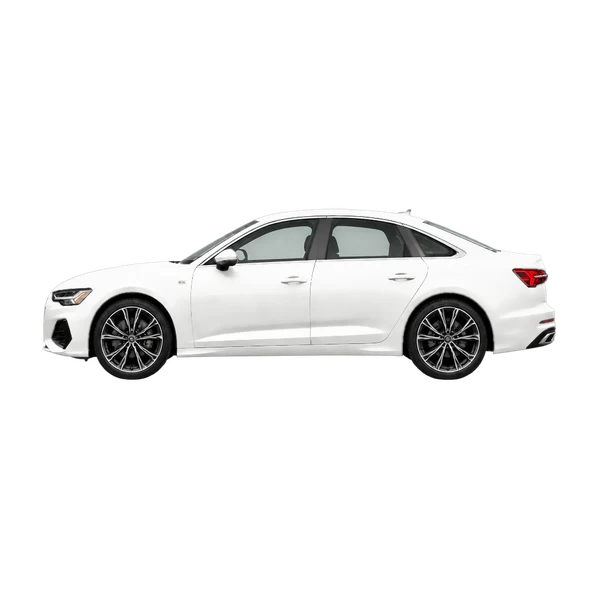 Audi A6 2026 blanc, vue côté (vers la gauche)