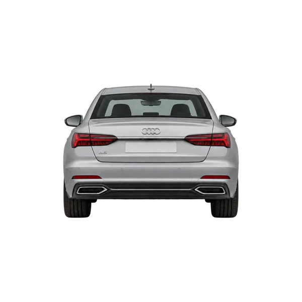Audi A6 2027 en plateado, vista trasera
